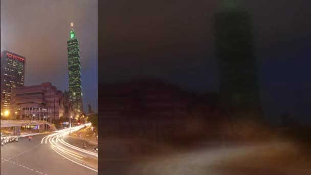 Time lapse de vista de la ciudad de Taipei al atardecer, Taiwán — Vídeos de Stock