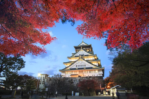 Mooie Osaka Castle met mooie achtergrondkleur — Stockfoto