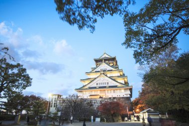 güzel arka plan rengiyle güzel Osaka Kalesi