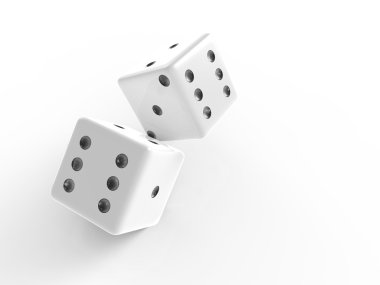 Güzel arka plan rengiyle beyaz zar 3d render