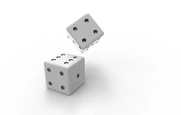 The 3D rendering of white dice with nice background color — Stock Photo, Image