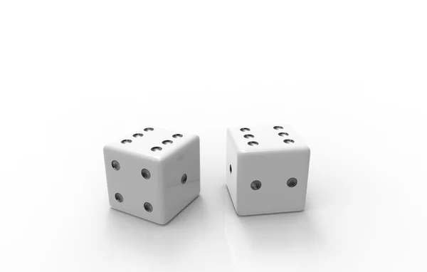The 3D rendering of white dice with nice background color — Stock Photo, Image