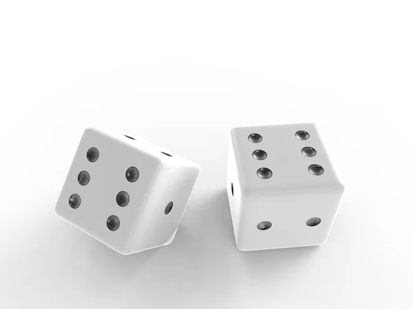 The 3D rendering of white dice with nice background color — Stock Photo, Image