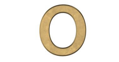 3D render beyaz izole fırçalanmış metal O harfi