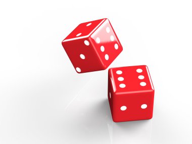 Casino dice, üzerinde beyaz druning izole simgesi 3d render 