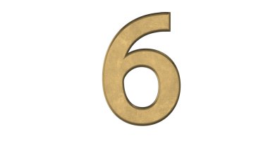 beyaz izole fırçalanmış metal mektupta 6 3D render