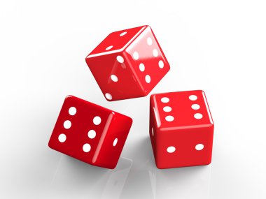 Casino dice, üzerinde beyaz druning izole simgesi 3d render 