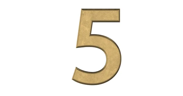 3d representación de la letra 5 en metal cepillado sobre un aislado blanco — Foto de Stock
