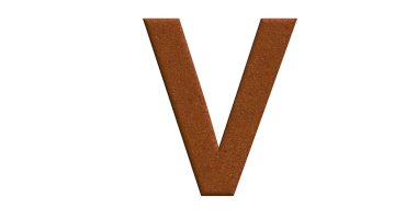 Beyaz bir izole üzerinde fırçalanmış metal V harfinin 3d render