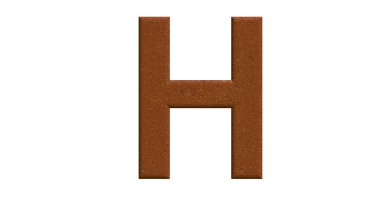 Beyaz bir izole üzerinde fırçalanmış metal h harfinin 3d render