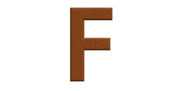 Απόδοσης 3D το γράμμα F στο βουρτσισμένο μέταλλο με ένα λευκό απομόνωμα — Φωτογραφία Αρχείου