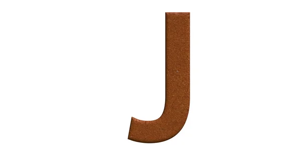 3D-Wiedergabe des Buchstabens j in gebürstetem Metall auf weißem Isolat — Stockfoto