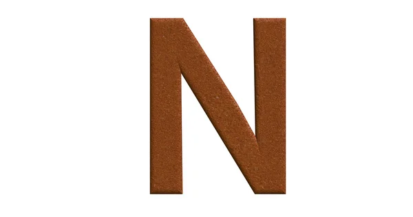 3d rendering of the letter N in brushed metal on a white isolate — Stock Photo, Image