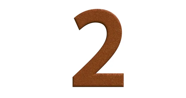 3d representación de la letra 2 en metal cepillado sobre un aislado blanco —  Fotos de Stock