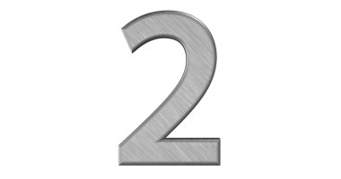 Beyaz bir iso üzerinde fırçalanmış metal harf 2 3d render