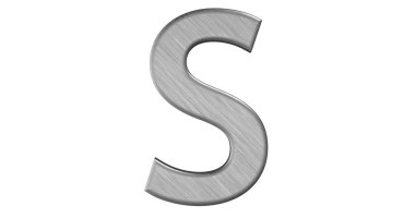 Beyaz bir ISO fırçalanmış metal S harfi 3d render