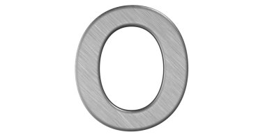 Beyaz bir ISO fırçalanmış metal O harfi 3d render