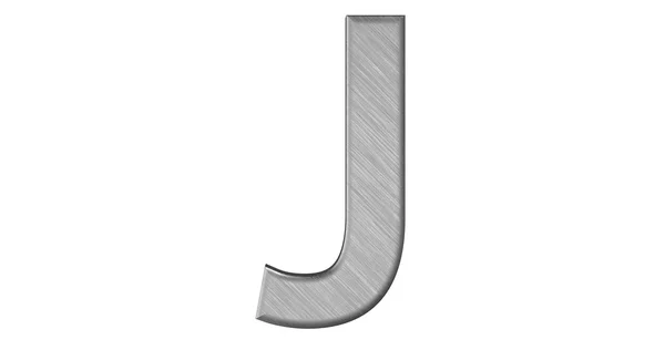 The 3d rendering of the letter J in brushed metal on a white iso — Stock Photo, Image