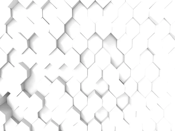 3d 渲染抽象的六边形白色背景 — 图库照片