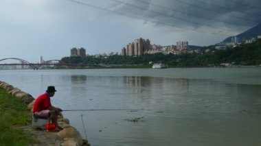 Güzel görünüm Taipei Central River Bisiklet yolu, Tayvan