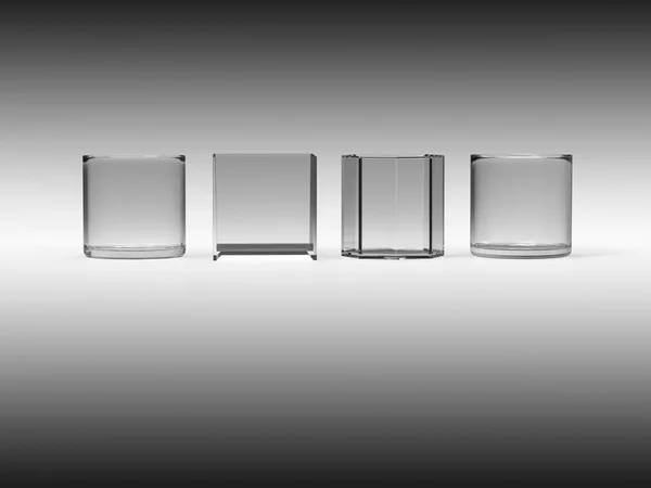 Set van transparante glazen bekers met mooie achtergrondkleur — Stockfoto