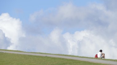 Güzel görünüm Taipei Central River Bisiklet yolu, Tayvan