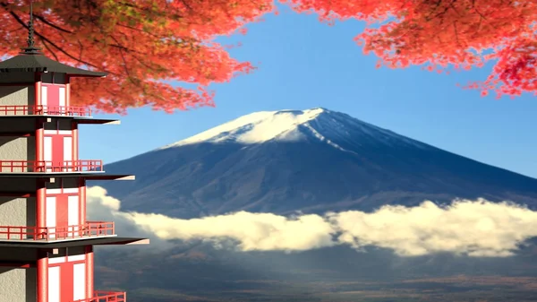 Renderowania 3D Mt. Fuji z upadku kolory w Japonii — Zdjęcie stockowe