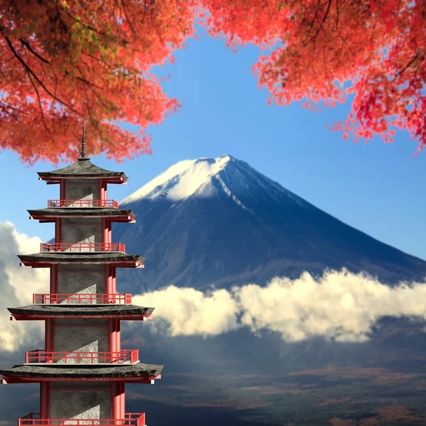 3D-Darstellung mt. fuji mit fallfarben in japan — Stockfoto