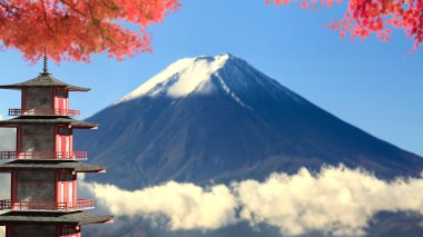 3d rendering Mt. Fuji with fall colors in Japan clipart