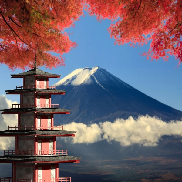 3D-Darstellung mt. fuji mit fallfarben in japan — Stockfoto