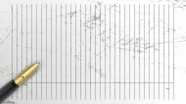 The top view of a open paper with pen on a gray background