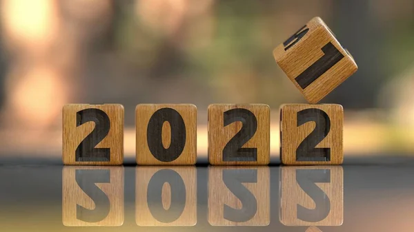 Візуалізація Новорічної Концепції Перекидання Кубиків 2021 2022 Рік — стокове фото