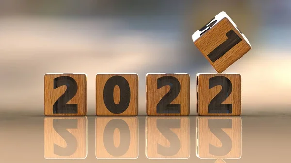 2021年から2022年までの新しい年のコンセプトフリップキューブの3Dレンダリング — ストック写真