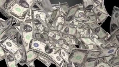 Dolar işaretinin 3D görüntüsü. Amerikan parası. Nakit para, fatura. Para düşüşü
