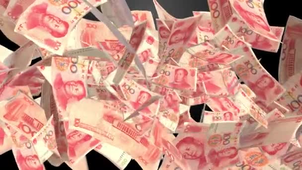 Renderowania Banknotów Yuan Chińskiej Waluty Banknoty Chińskie — Wideo stockowe