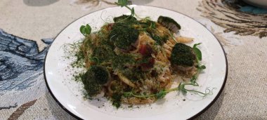 The Tasty appetizing classic italian spaghetti pasta