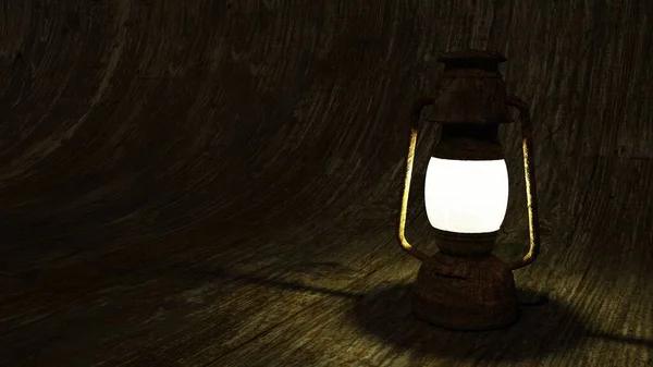 Нафтова Лампа Вночі Дерев Яній Поверхні — стокове фото
