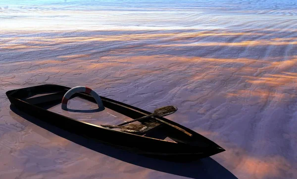 Concept Conceptual Desert Landscape Boat Metaphor Global Warming Climate Change — Stock Photo, Image