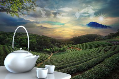Teapot with nice background clipart