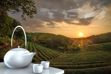 Teapot with nice background clipart