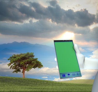 büyük mobil telefon üzerinde çalışıyor