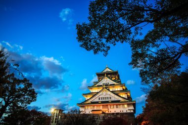 Osaka, pastel renkli yaz güneş sırasında Japonya Osaka Kalesi