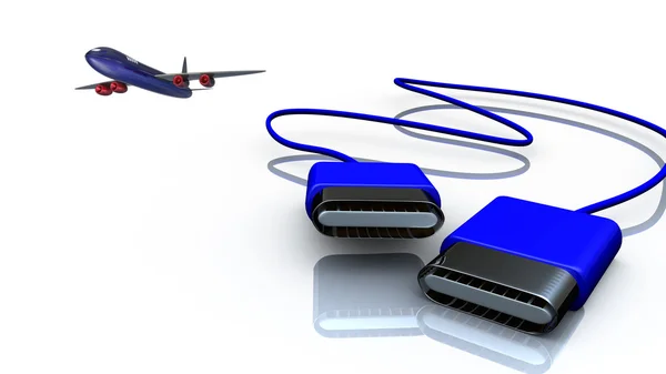 Plugue USB em um revestimento de plástico vermelho — Fotografia de Stock