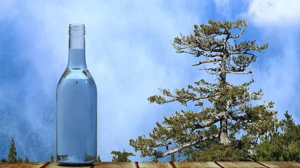 Fles op de hoge berg — Stockfoto