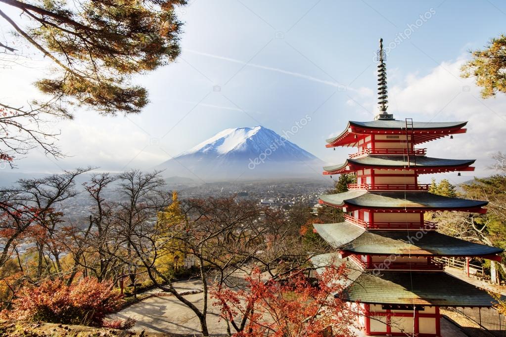 Mt. Fuji with fall colors in japan for adv or others purpose use