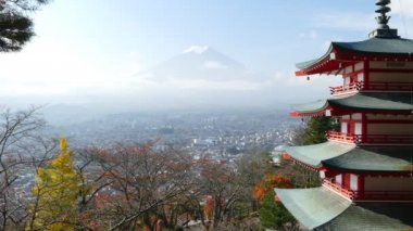 mt. fuji Japonya sonbahar renkleri ile