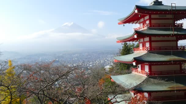 Mt. Fuji with fall colors in Japan — Stock Video