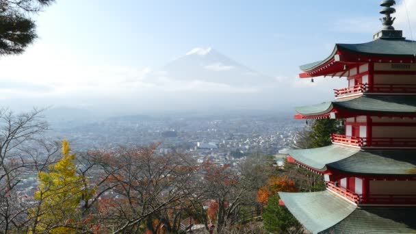 Mt. fuji mit fallfarben in japan — Stockvideo