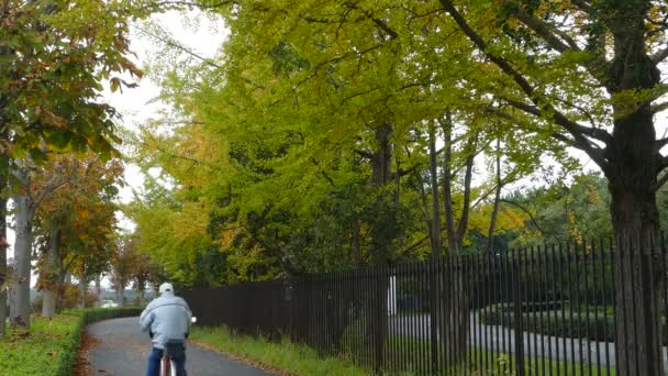 Les gens qui traversent le parc par une journée nuageuse 