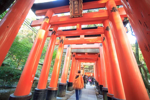 Portes Torii au Sanctuaire Fushimi Inari, Kyoto, Japon — Photo